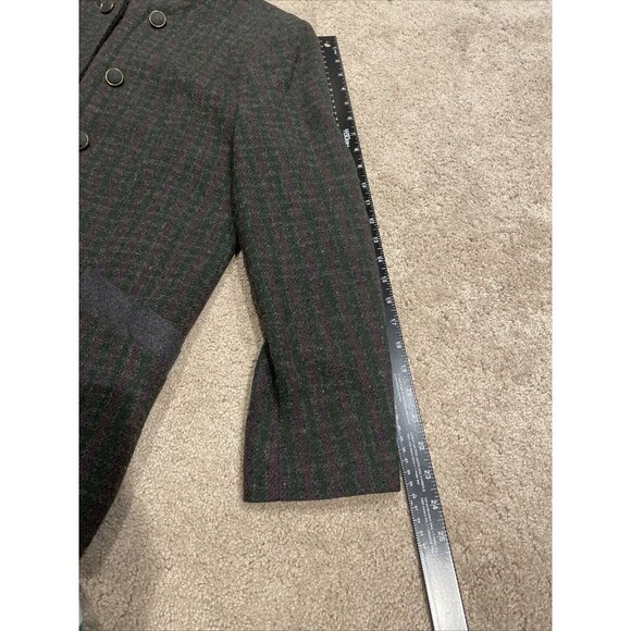 VTG CORE PLAY Women's Wool Double Breasted Gray Checked Jacket Military SZ 12 - Picture 10 of 12